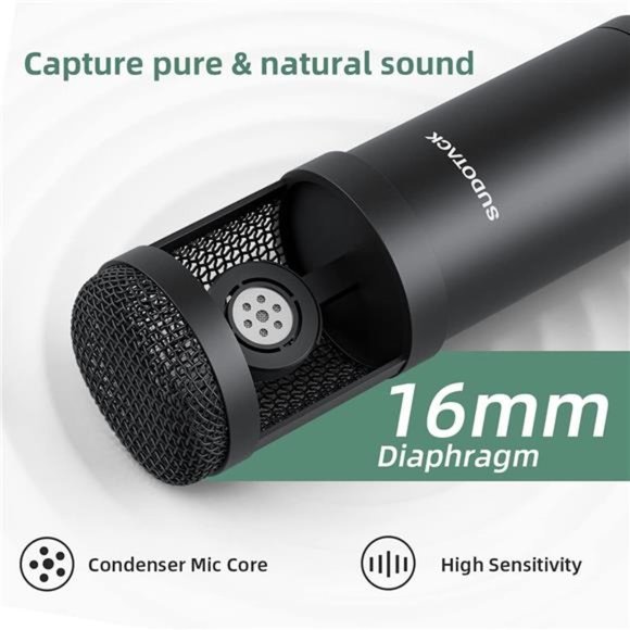 USB Streaming Podcast PC Microphone, Professional 192KHZ/24Bit Studio Cardioid - Picture 3 of 6